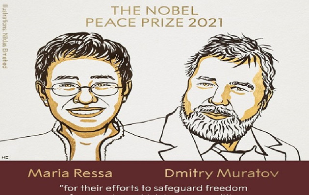 諾貝爾和平獎揭曉 俄菲兩名記者奪獎