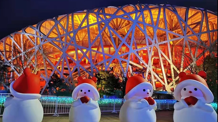 有片｜打卡冬奧開幕主場周邊 奧林匹克公園公共區夜景點亮