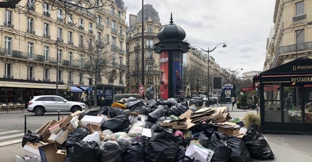 巴黎市內大量垃圾堆積 待清理垃圾已達萬噸