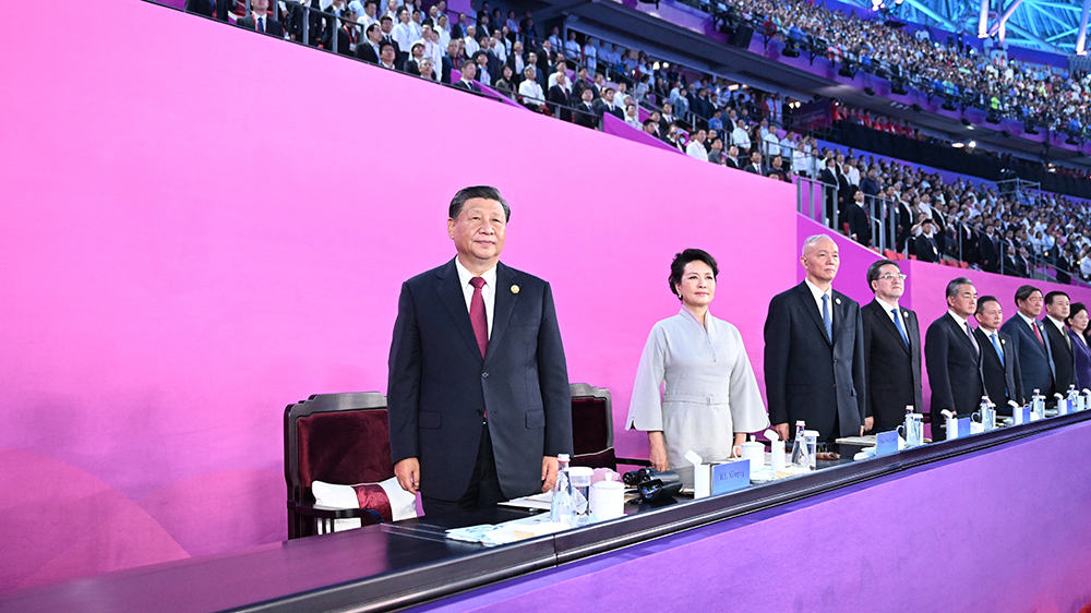 第十九屆亞洲運動會在杭州隆重開幕 習近平出席開幕式並宣布本屆亞運會開幕 蔡奇丁薛祥 來自亞洲各地的領導人和貴賓等出席