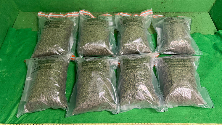 海關機場檢8公斤懷疑大麻花 市值約160萬元