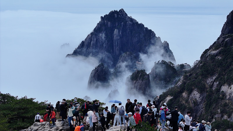 有片丨7.5萬名遊客登黃山樂享清明假期