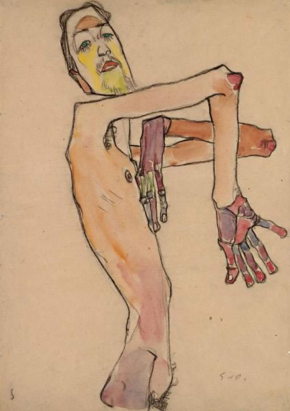 图9 席勒作品《交叉手臂的男子裸像》