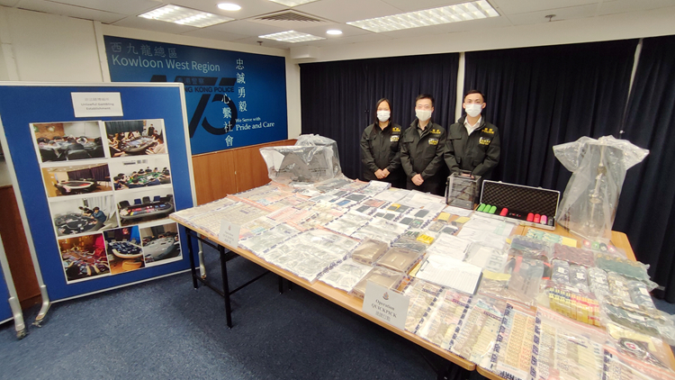 警方西九龍搗破黑幫非法賭場 合共拘捕137人