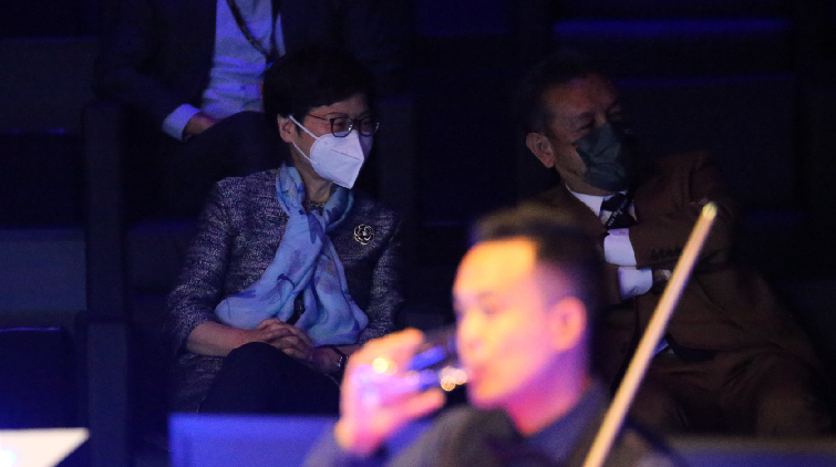 林鄭現身紅館睇桌球大師賽揭幕戰 傅家俊5:2贏沙比晉4強