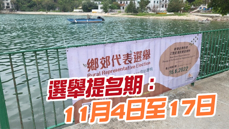 港府刊憲：村代表選舉明年1月8日 墟鎮選舉明年1月15日