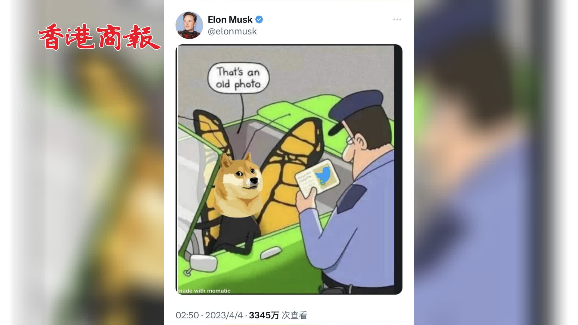 有片 | 馬斯克將推特圖標換成柴犬 狗狗幣價格應聲飆升超30%