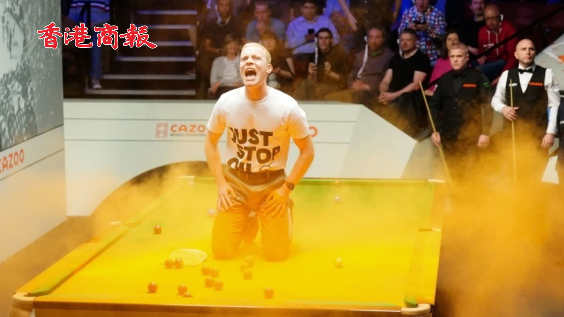 有片丨桌球世錦賽遭環保組織打斷 比賽被迫中斷