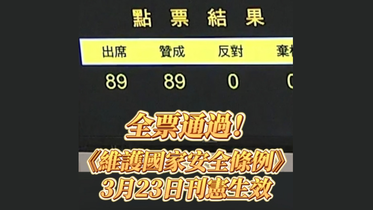 有片 | 香港立法會全票通過維護國家安全條例草案