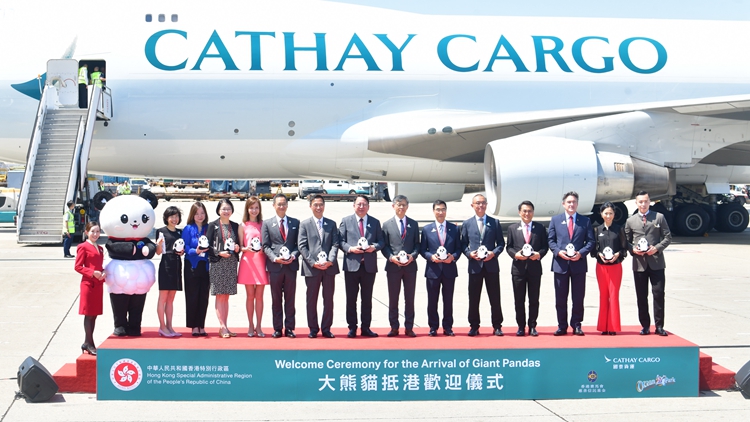 大熊貓「安安」和「可可」乘專機順利抵港 特區政府舉行歡迎儀式