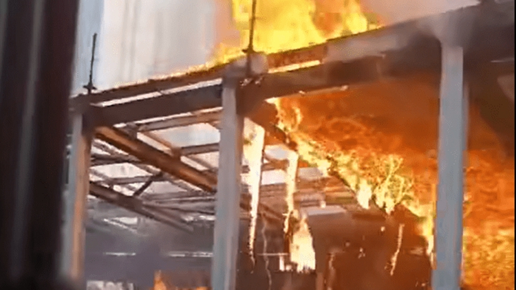 荃灣象鼻山路一山坡疑雜物燃燒起火 行車三線全封