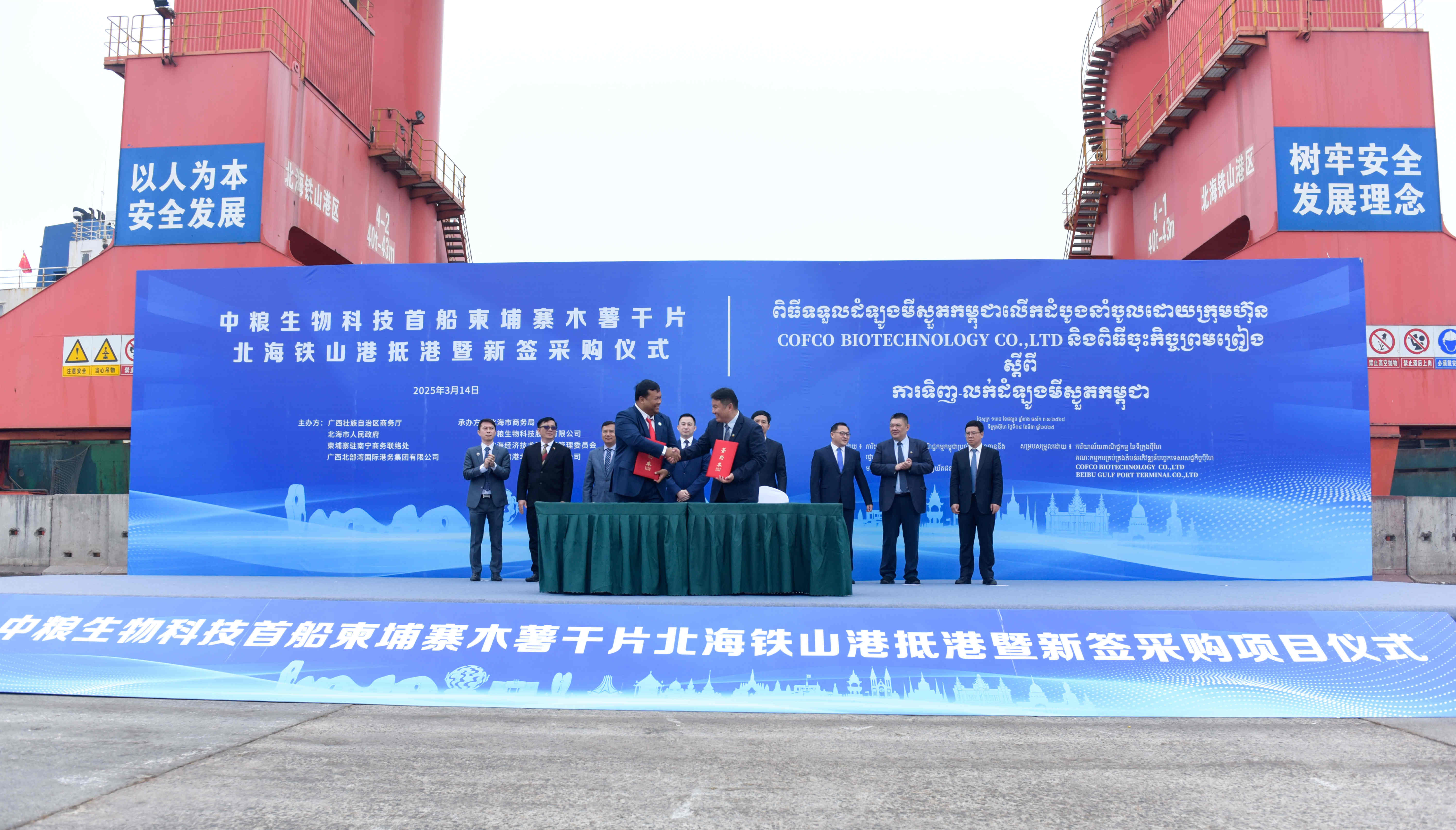 柬埔寨大宗木薯乾片首次整船運抵桂北海鐵山港