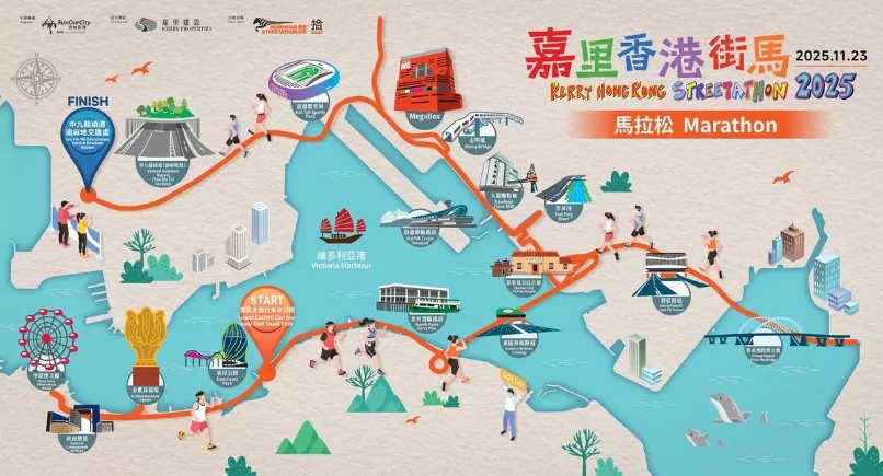 香港街馬11·23舉行 全馬半馬賽道加入中九龍繞道油麻地段