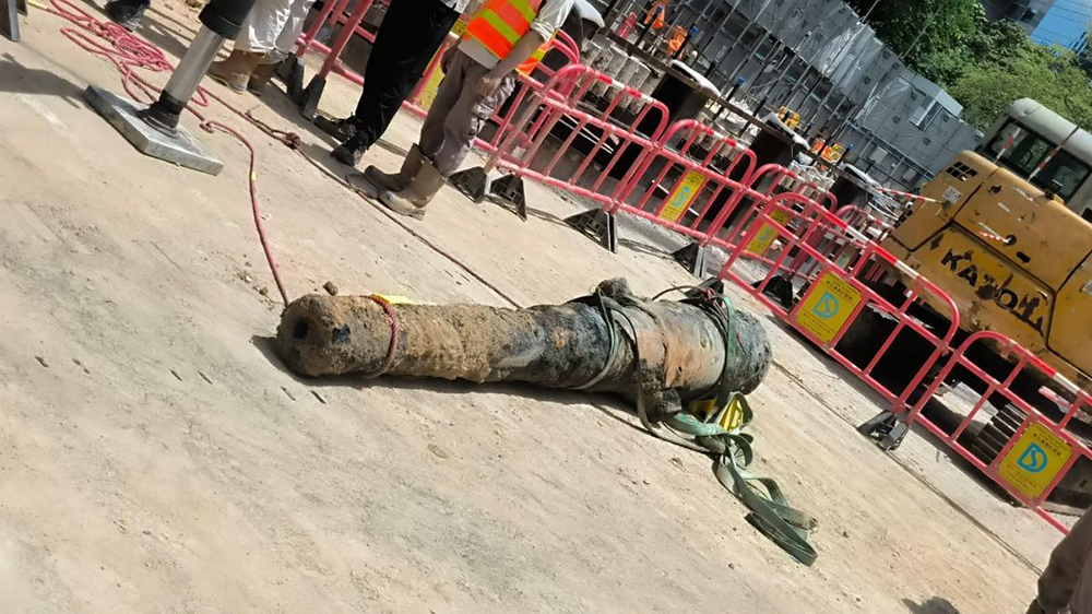 尖沙咀地盤發現戰時炮管 一度疏散約40人