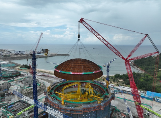 中廣核廣東陸豐核電6號機組完成穹頂吊裝