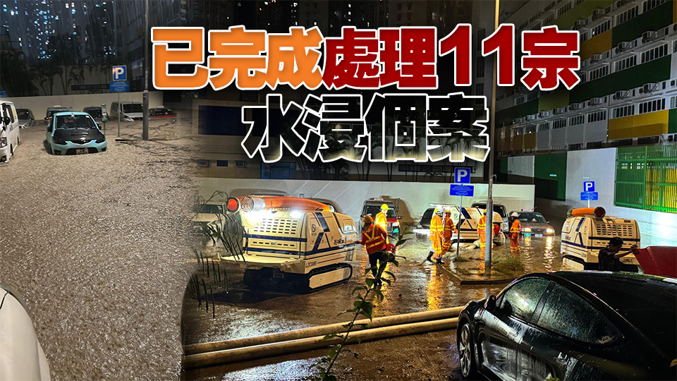渠務署確認18宗水浸 將軍澳敬賢里停車場水浸嚴重
