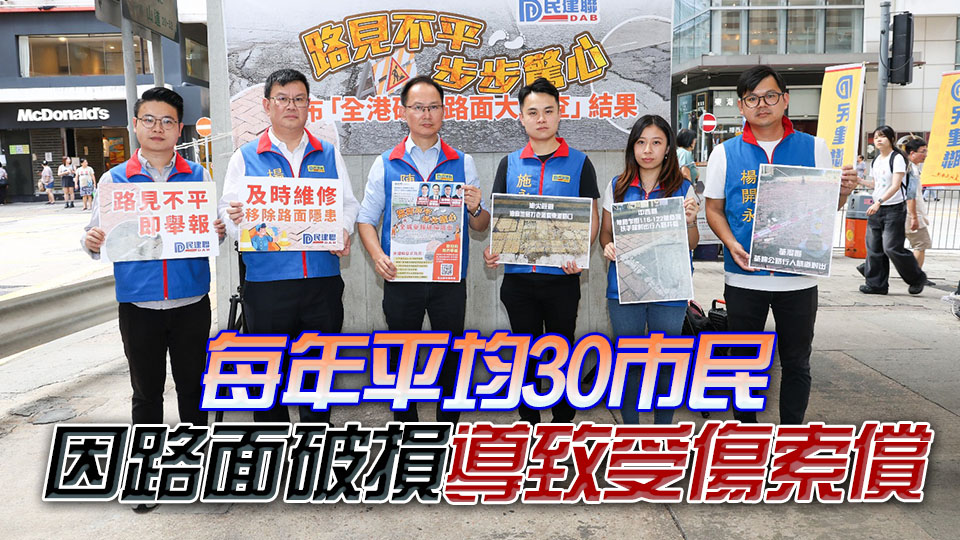 民建聯發現逾500路陷黑點 促路政署盡快全面使用路面狀況評估系統