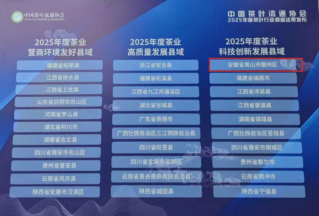 連續18年登榜! 皖徽州區再度躋身「茶業重點縣域」