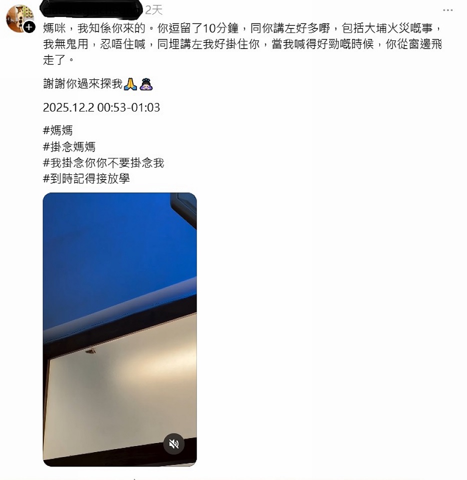 有片〡宏福苑大火：災民睹飛蛾起舞 憶亡母難忍淚泣訴