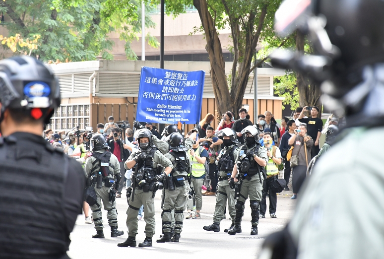 上水反水貨遊行部分商店關門  防暴警沿途戒備